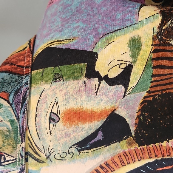 Art Deco Vintage 90s Picasso Jacket Bright Womens Fits Small Medium - Picture 7 of 11